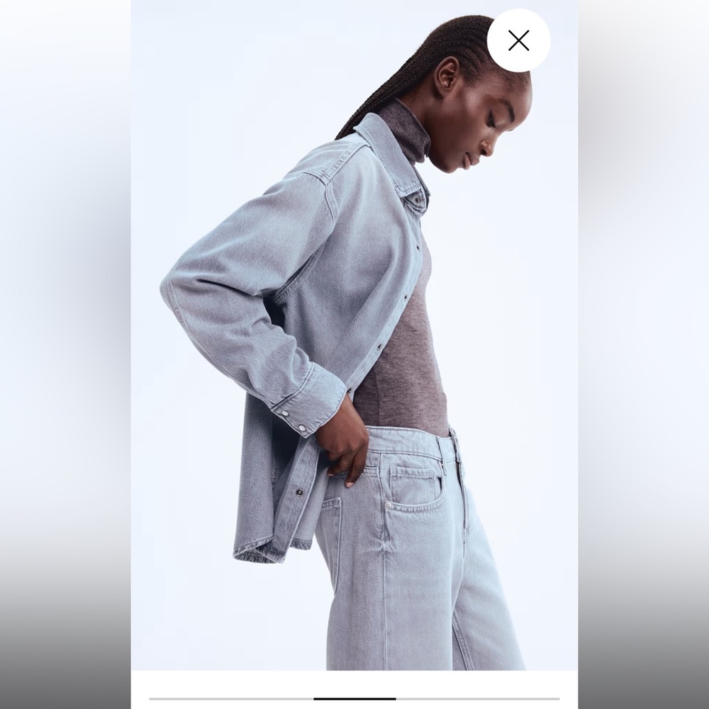 NWT H&M Feather Soft Denim Shirt Gray Size M Lightweight Denim